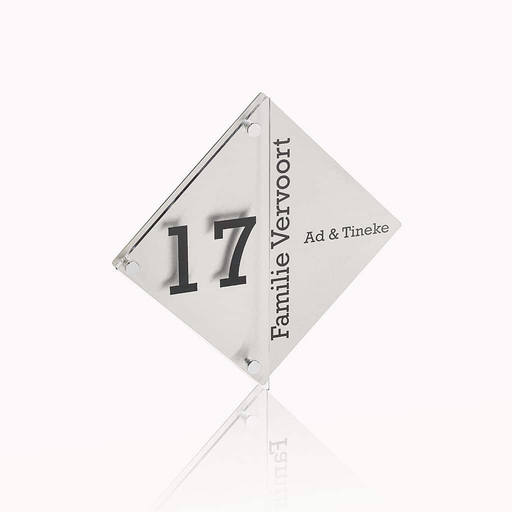 Naambord RVS – Plexiglas 28 x 28 cm